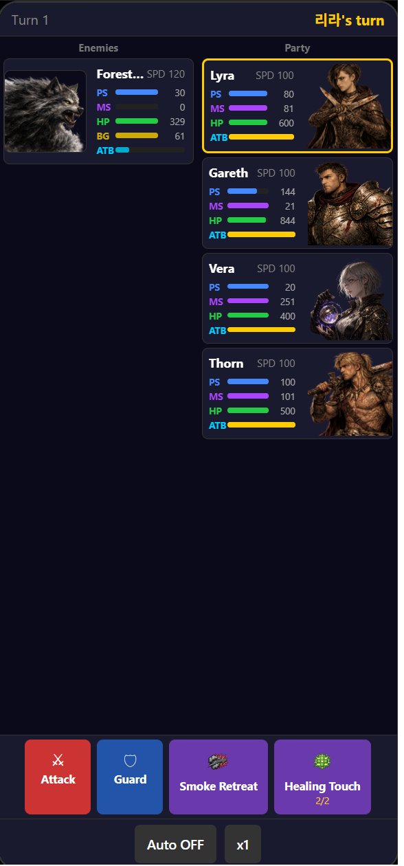 Dungeon Abyss - battle screen
